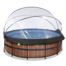 EXIT Wood pool 14ft x 48in with sand filter pump and dome - brown