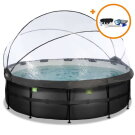 EXIT Black Leather pool 15ft x 48in with sand filter pump and dome and accessory set - black
