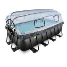 EXIT Black Leather pool 13ft x 6.6ft x 48in with sand filter pump and dome - black
