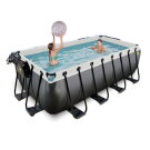 EXIT Black Leather pool 13ft x 6.6ft x 48in with sand filter pump and dome - black