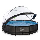 EXIT Black Wood pool 12ft x 30in with filter pump and dome - black