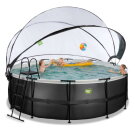 EXIT Black Leather pool 14ft x 48in with sand filter pump and dome - black