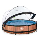 EXIT Wood pool 12ft x 30in with filter pump and dome - brown
