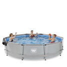 EXIT Soft Grey pool 12ft x 30in with filter pump and dome - grey
