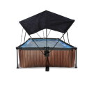 EXIT Wood pool 10ft x 6.6ft x 25.6in with filter pump and canopy - brown