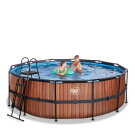 EXIT Wood pool 14ft x 48in with sand filter pump - brown