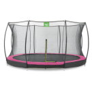 EXIT Silhouette ground trampoline 14ft with safety net - pink