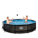 EXIT Black Wood pool 12ft x 30in with filter pump - black