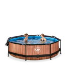 EXIT Wood Pool 10 ftx30in with Filter Pump & Dome - Brown
