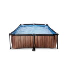 EXIT Wood pool 10ft x 6.6ft x 25.6in with filter pump - brown
