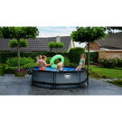 EXIT Stone pool ø300x76cm with filter pump and dome - grey