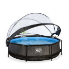 EXIT Black Wood pool 10ft x 30in with filter pump and dome - black