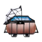 EXIT Wood pool 13ft x 6.6ft x 39in with sand filter pump and dome - brown