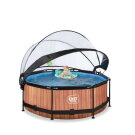EXIT Wood Pool &Oslash;8ft with Filter Pump & Dome - Brown