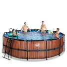 EXIT Wood pool 15ft x 48in with sand filter pump - brown