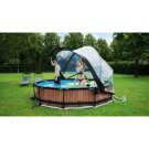 EXIT Wood pool ø360x76cm with filter pump and dome - brown