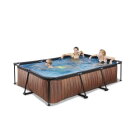 EXIT Wood pool 10ft x 6.6ft x 25.6in with filter pump - brown