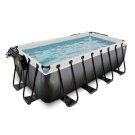 EXIT Black Leather pool 13ft x 6.6ft x 48in with sand filter pump and dome - black