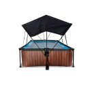 EXIT Wood pool 7ft x 5ft x 25.6in with filter pump and canopy - brown