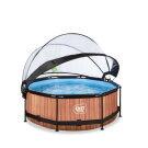 EXIT Wood Pool &Oslash;8ft with Filter Pump & Dome - Brown