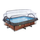 EXIT Wood Pool 10x6.5ft with Filter Pump & Dome - Brown