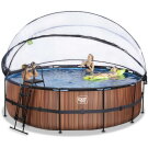 EXIT Wood pool 16ft x 48in with sand filter pump and dome - brown