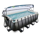 EXIT Black Leather pool 13ft x 6.6ft x 48in with sand filter pump and dome - black