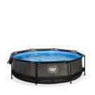 EXIT Black Wood pool 10ft x 30in with filter pump and dome - black