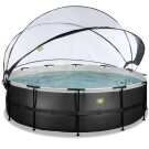 EXIT Black Leather pool 16ft x 48in with sand filter pump and dome - black