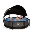 EXIT Black Wood pool 10ft x 30in with filter pump and canopy - black