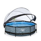 EXIT Stone pool 10ft x 30in with filter pump and dome - grey