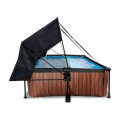 EXIT Wood pool 10ft x 6.6ft x 25.6in with filter pump and canopy - brown