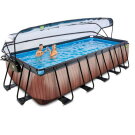 EXIT Wood pool 18ft x 8ft x 48in with sand filter pump and dome - brown