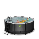 EXIT Black Leather pool 12ft x 48in with sand filter pump - black