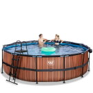EXIT Wood pool 16ft x 48in with sand filter pump and dome - brown