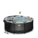 EXIT Black Leather pool 12ft x 48in with sand filter pump and dome - black