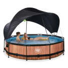 EXIT Wood pool 12ft x 30in with filter pump and canopy - brown