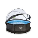 EXIT Black Wood pool 8ft x 30in with filter pump and dome - black