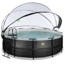 EXIT Black Leather pool 15ft x 48in with sand filter pump and dome - black