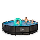 EXIT Black Wood pool 12ft x 30in with filter pump - black