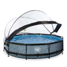 EXIT Stone pool 12ft x 30in with filter pump and dome - grey