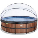 EXIT Wood pool 16ft x 48in with sand filter pump and dome - brown