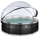 EXIT Black Leather pool 16ft x 48in with sand filter pump and dome and accessory set - black
