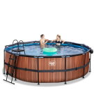 EXIT Wood pool 15ft x 48in with sand filter pump and dome - brown