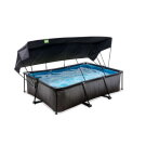EXIT Black Wood pool 7ft x 5ft x 25.6in with filter pump and canopy - black