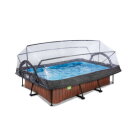 EXIT Wood Pool 7.2x4.9x2.1ft with Filter & Dome - Brown