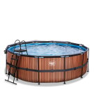 EXIT Wood pool 14ft x 48in with sand filter pump and dome - brown