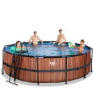 EXIT Wood pool 16ft x 48in with sand filter pump - brown