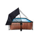 EXIT Wood pool 7ft x 5ft x 25.6in with filter pump and canopy - brown