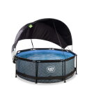 EXIT Stone pool 8ft x 30in with filter pump and canopy - grey